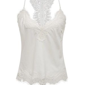 NWT Gold Hawk Bright White Linen Lace Cami